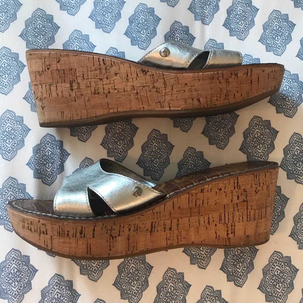 Silver cork wedges by Sam Edelman